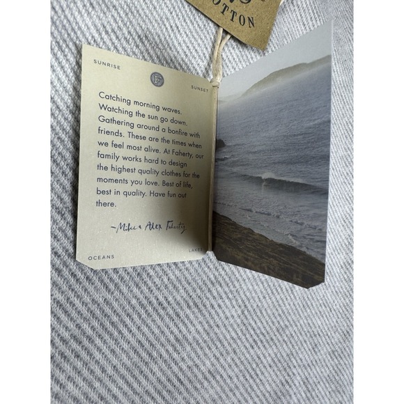 Faherty Sweater Mens XXL Gray Blue Organic Cotton Sweatshirt Knit Pullover - Picture 8 of 15